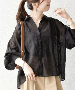 SHIPS / シップス シャツ・ブラウス | 《予約》【WEB限定】SHIPS any:〈手洗い可能〉シアー ドット レギュラーカラー ギャザー シャツ