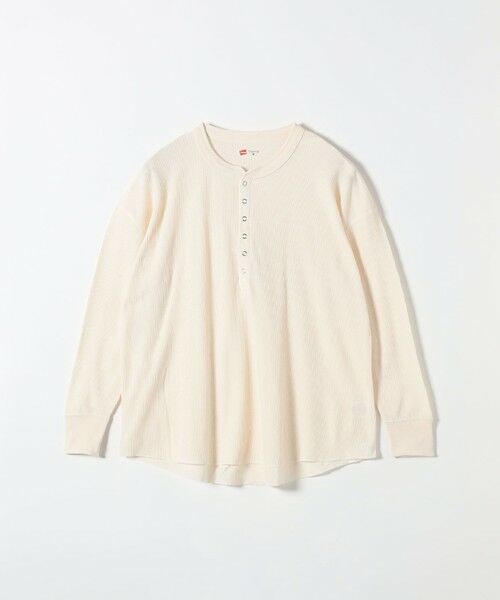 SHIPS / シップス Tシャツ | Hanes:〈洗濯機可能〉BEEFY-T ワッフル ヘンリーネック ロングスリーブ TEE（ホワイト）