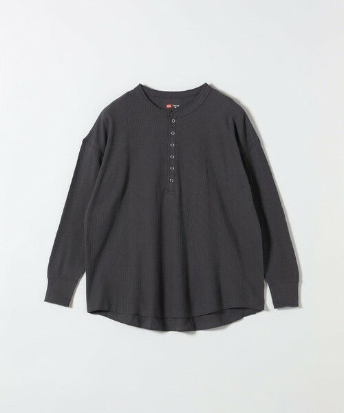 SHIPS / シップス Tシャツ | Hanes:〈洗濯機可能〉BEEFY-T ワッフル ヘンリーネック ロングスリーブ TEE（グレー）