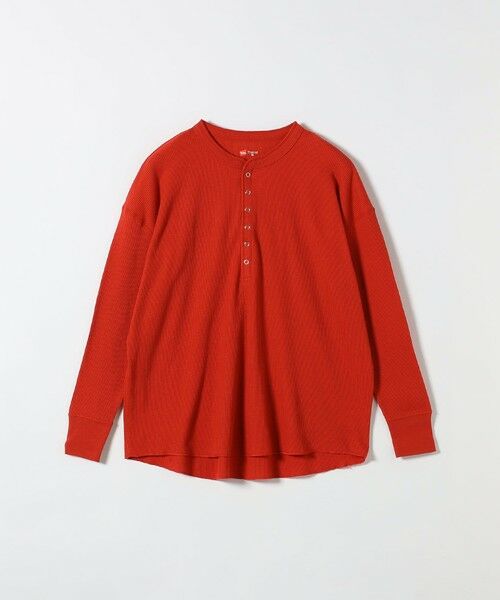 SHIPS / シップス Tシャツ | Hanes:〈洗濯機可能〉BEEFY-T ワッフル ヘンリーネック ロングスリーブ TEE（レッド）