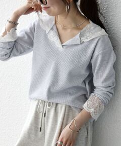 SHIPS / シップス カットソー | 《予約》SHIPS any:〈洗濯機可能〉ワッフル レース フーディー プルオーバー