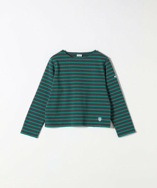 SHIPS / シップス カットソー | ORCIVAL:〈手洗い可能〉クルーネック ボーダー ロングスリーブ プルオーバー（グリーン）