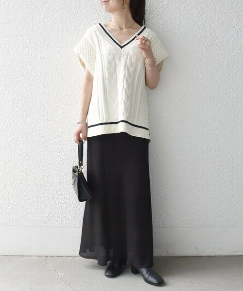 SHIPS / シップス ロング・マキシ丈スカート | 《予約》SHIPS any:〈洗濯機可能〉メッシュ ナロー スカート 26AW | 詳細8