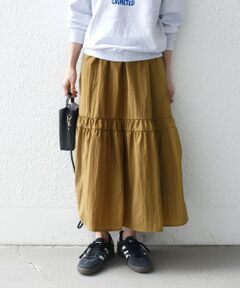 SHIPS / シップス ロング・マキシ丈スカート | 《予約》SHIPS any:〈洗濯機可能〉ウエスト リブ ギャザー スカート［NAVY BLUE］