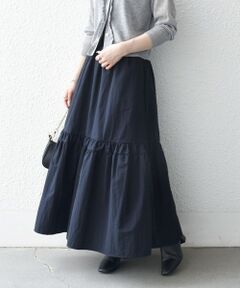 SHIPS / シップス ロング・マキシ丈スカート | 《予約》SHIPS any:〈洗濯機可能〉ウエスト リブ ギャザー スカート［NAVY BLUE］
