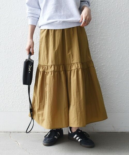 SHIPS / シップス ロング・マキシ丈スカート | 《予約》SHIPS any:〈洗濯機可能〉ウエスト リブ ギャザー スカート［NAVY BLUE］ | 詳細3