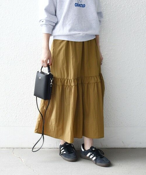 SHIPS / シップス ロング・マキシ丈スカート | 《予約》SHIPS any:〈洗濯機可能〉ウエスト リブ ギャザー スカート［NAVY BLUE］ | 詳細4