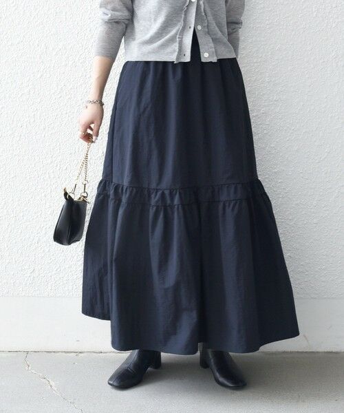 SHIPS / シップス ロング・マキシ丈スカート | 《予約》SHIPS any:〈洗濯機可能〉ウエスト リブ ギャザー スカート［NAVY BLUE］ | 詳細19