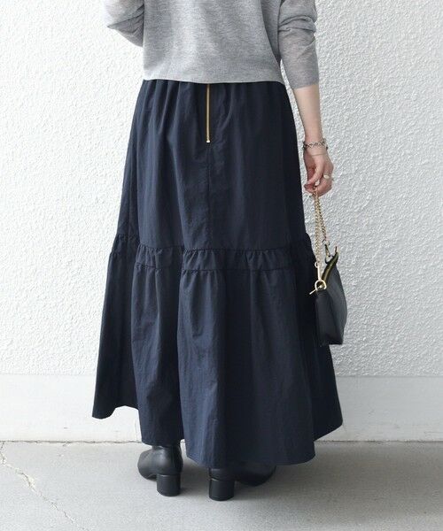 SHIPS / シップス ロング・マキシ丈スカート | 《予約》SHIPS any:〈洗濯機可能〉ウエスト リブ ギャザー スカート［NAVY BLUE］ | 詳細21