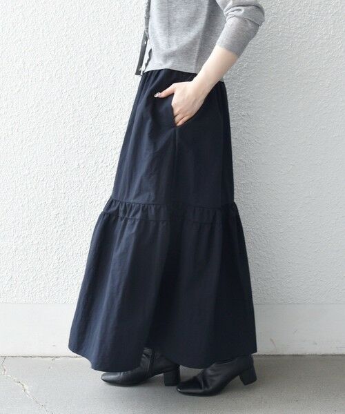 SHIPS / シップス ロング・マキシ丈スカート | 《予約》SHIPS any:〈洗濯機可能〉ウエスト リブ ギャザー スカート［NAVY BLUE］ | 詳細22
