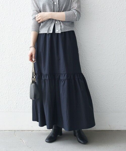 SHIPS / シップス ロング・マキシ丈スカート | 《予約》SHIPS any:〈洗濯機可能〉ウエスト リブ ギャザー スカート［NAVY BLUE］ | 詳細18