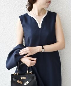 SHIPS / シップス ロング・マキシ丈ワンピース | 《予約》SHIPS any:〈洗濯機可能〉カーブネック ノースリーブ ワンピース［NAVY BLUE］