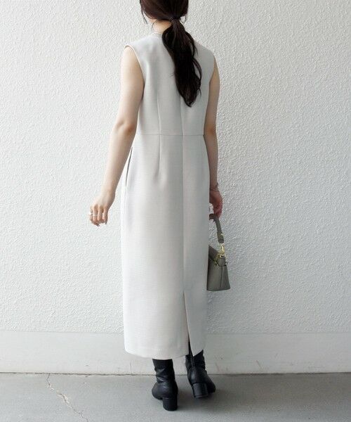 SHIPS / シップス ロング・マキシ丈ワンピース | 《予約》SHIPS any:〈洗濯機可能〉カーブネック ノースリーブ ワンピース［NAVY BLUE］ | 詳細3