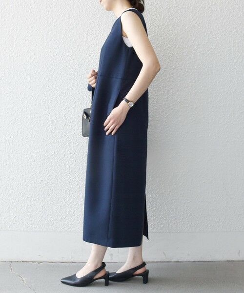 SHIPS / シップス ロング・マキシ丈ワンピース | 《予約》SHIPS any:〈洗濯機可能〉カーブネック ノースリーブ ワンピース［NAVY BLUE］ | 詳細13