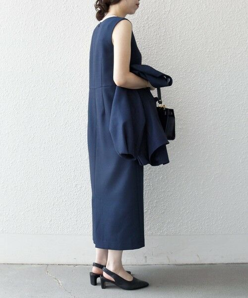 SHIPS / シップス ロング・マキシ丈ワンピース | 《予約》SHIPS any:〈洗濯機可能〉カーブネック ノースリーブ ワンピース［NAVY BLUE］ | 詳細15