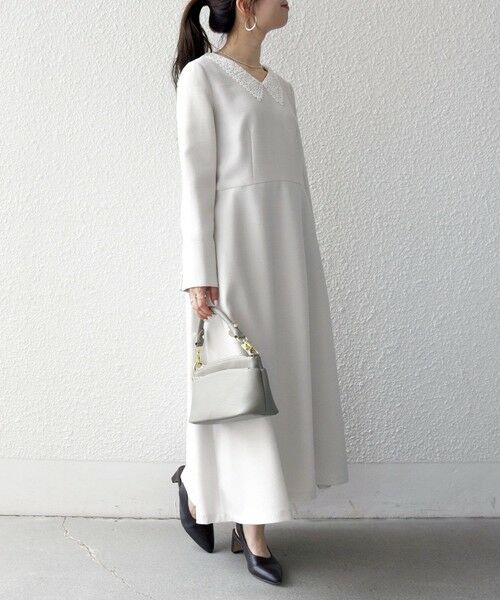 SHIPS / シップス ロング・マキシ丈ワンピース | 《予約》SHIPS any:〈洗濯機可能〉レースカラー ロング スリーブ ワンピース［NAVY BLUE］ | 詳細3