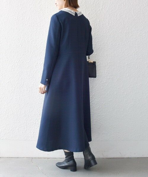 SHIPS / シップス ロング・マキシ丈ワンピース | 《予約》SHIPS any:〈洗濯機可能〉レースカラー ロング スリーブ ワンピース［NAVY BLUE］ | 詳細20