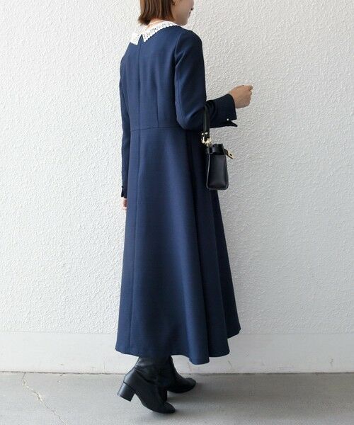 SHIPS / シップス ロング・マキシ丈ワンピース | 《予約》SHIPS any:〈洗濯機可能〉レースカラー ロング スリーブ ワンピース［NAVY BLUE］ | 詳細19