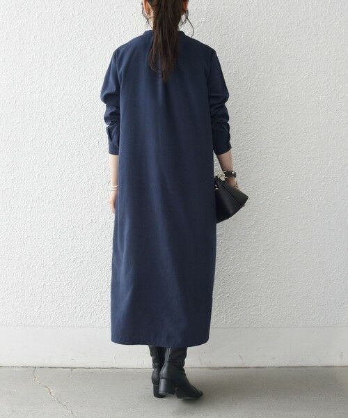 SHIPS / シップス ロング・マキシ丈ワンピース | 《予約》SHIPS any:〈洗濯機可能〉ピーチスキン フリル バンドカラー シャツ ワンピース | 詳細19