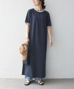 SHIPS / シップス ロング・マキシ丈ワンピース | SHIPS any:〈洗濯機可能〉バイカラー クルーネック TEE ワンピース