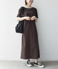 SHIPS / シップス ロング・マキシ丈ワンピース | SHIPS any:〈洗濯機可能〉バイカラー クルーネック TEE ワンピース