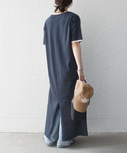 SHIPS / シップス ロング・マキシ丈ワンピース | SHIPS any:〈洗濯機可能〉バイカラー クルーネック TEE ワンピース | 詳細3