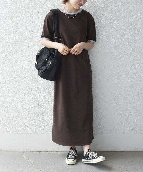 SHIPS / シップス ロング・マキシ丈ワンピース | SHIPS any:〈洗濯機可能〉バイカラー クルーネック TEE ワンピース | 詳細12