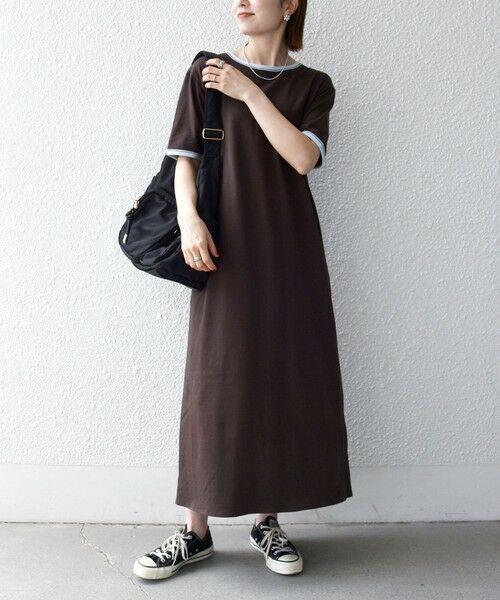 SHIPS / シップス ロング・マキシ丈ワンピース | SHIPS any:〈洗濯機可能〉バイカラー クルーネック TEE ワンピース | 詳細13
