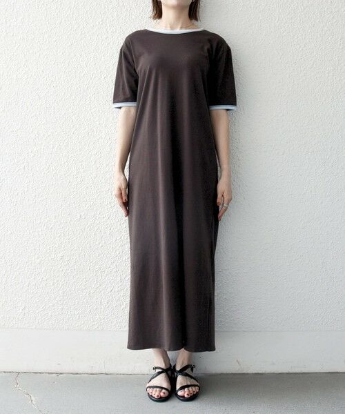 SHIPS / シップス ロング・マキシ丈ワンピース | SHIPS any:〈洗濯機可能〉バイカラー クルーネック TEE ワンピース | 詳細17