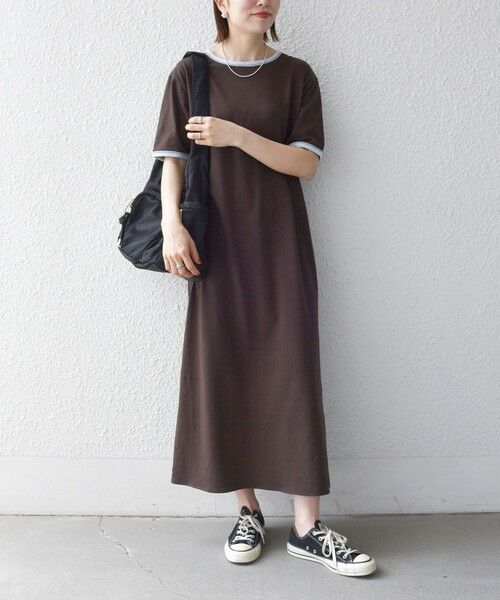 SHIPS / シップス ロング・マキシ丈ワンピース | SHIPS any:〈洗濯機可能〉バイカラー クルーネック TEE ワンピース | 詳細8
