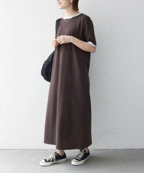 SHIPS / シップス ロング・マキシ丈ワンピース | SHIPS any:〈洗濯機可能〉バイカラー クルーネック TEE ワンピース | 詳細10