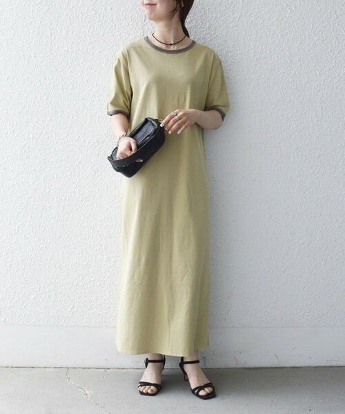 SHIPS / シップス ロング・マキシ丈ワンピース | SHIPS any:〈洗濯機可能〉バイカラー クルーネック TEE ワンピース | 詳細21