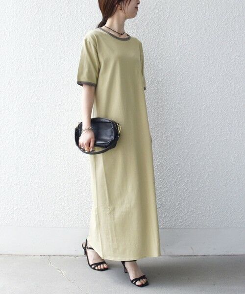 SHIPS / シップス ロング・マキシ丈ワンピース | SHIPS any:〈洗濯機可能〉バイカラー クルーネック TEE ワンピース | 詳細22