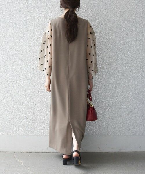 SHIPS / シップス ロング・マキシ丈ワンピース | 《予約》SHIPS any:〈手洗い可能〉シアー ドット コンビ ワンピース ［NAVY BLUE］ | 詳細3