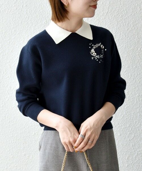 SHIPS / シップス ニット・セーター | 《予約》SHIPS any:〈手洗い可能〉ビジュー バイカラー コンパクト ニット プルオーバー | 詳細27