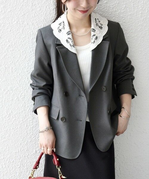 SHIPS / シップス テーラードジャケット | 《予約》SHIPS any:〈手洗い可能〉ウールライク レース カラー ジャケット［NAVY BLUE］ | 詳細3