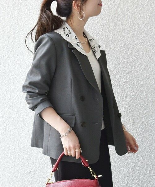 SHIPS / シップス テーラードジャケット | 《予約》SHIPS any:〈手洗い可能〉ウールライク レース カラー ジャケット［NAVY BLUE］ | 詳細5