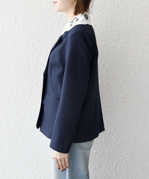 SHIPS / シップス テーラードジャケット | 《予約》SHIPS any:〈手洗い可能〉ウールライク レース カラー ジャケット［NAVY BLUE］ | 詳細30