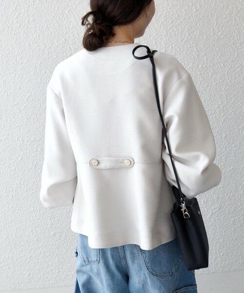 SHIPS / シップス ノーカラージャケット | 《予約》SHIPS any:〈手洗い可能〉パフ スリーブ ノーカラー ジャケット［NAVY BLUE］ | 詳細6