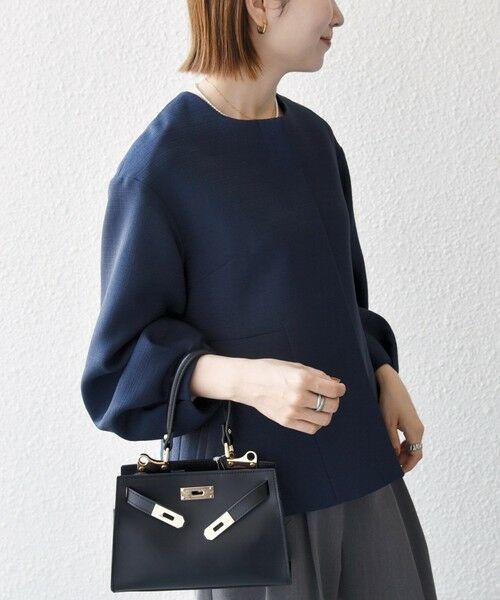 SHIPS / シップス ノーカラージャケット | 《予約》SHIPS any:〈手洗い可能〉パフ スリーブ ノーカラー ジャケット［NAVY BLUE］ | 詳細12