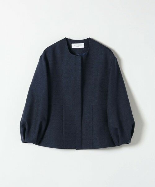 SHIPS / シップス ノーカラージャケット | 《予約》SHIPS any:〈手洗い可能〉パフ スリーブ ノーカラー ジャケット［NAVY BLUE］ | 詳細15
