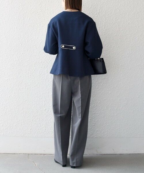 SHIPS / シップス ノーカラージャケット | 《予約》SHIPS any:〈手洗い可能〉パフ スリーブ ノーカラー ジャケット［NAVY BLUE］ | 詳細10