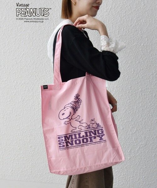 SHIPS / シップス トートバッグ | FRUIT OF THE LOOM: PEANUTS グラフィック トートバッグ<KIDS>（ピンク）