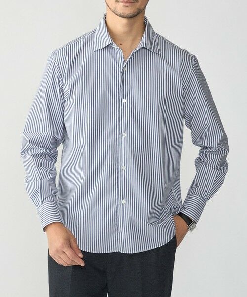 SHIPS / シップス シャツ・ブラウス | MADE IN JAPAN エステネージュ ワイドカラー シャツ(ネイビー)