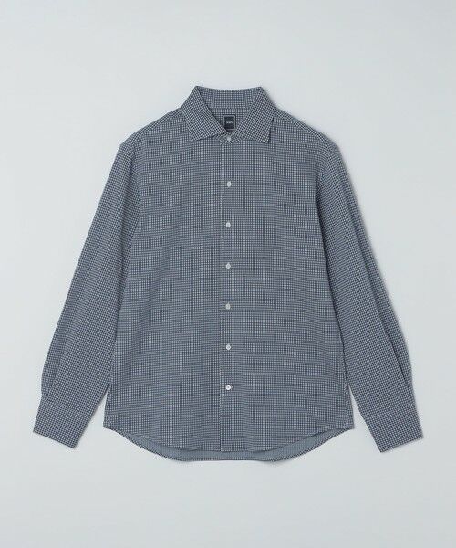 SHIPS / シップス シャツ・ブラウス | MADE IN JAPAN ギンガム チェック ジャージー ワンピースカラー シャツ(ネイビー)