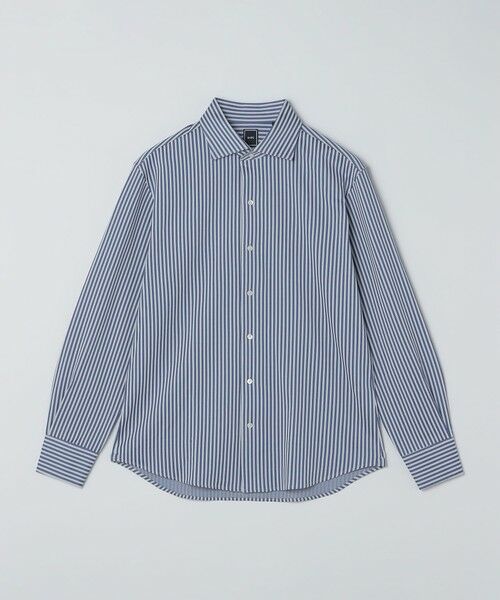 SHIPS / シップス シャツ・ブラウス | MADE IN JAPAN ロンドン ストライプ ジャージー ワンピースカラー シャツ(ネイビー)