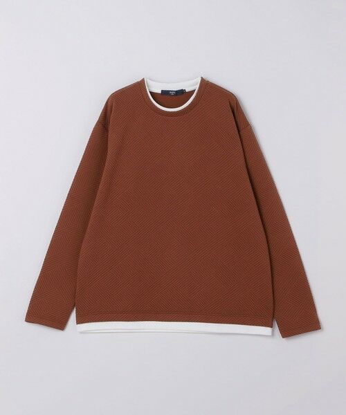 SHIPS / シップス カットソー（半袖以外） | 《予約》リンクス ジャカード フェイク レイヤード ロンT◆（レンガ）