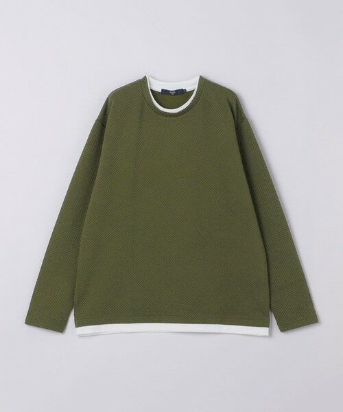 SHIPS / シップス カットソー（半袖以外） | 《予約》リンクス ジャカード フェイク レイヤード ロンT◆（オリーブ）