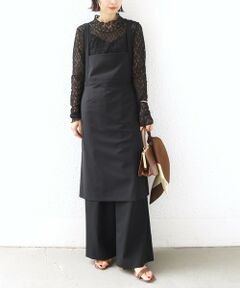 SHIPS / シップス ミニ丈・ひざ丈ワンピース | 〈洗濯機可能〉フレクシスウール エプロン ワンピース
