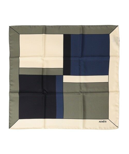 SHIPS / シップス バンダナ・スカーフ | AENIES: 68*68 SILK SCARF（ダークグリーン）